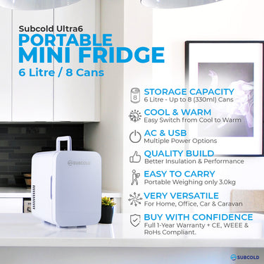 Subcold Ultra 6L Mini Fridge - White | Refurbished